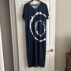 Comfy Navy Tie-Dye Maxi Dress